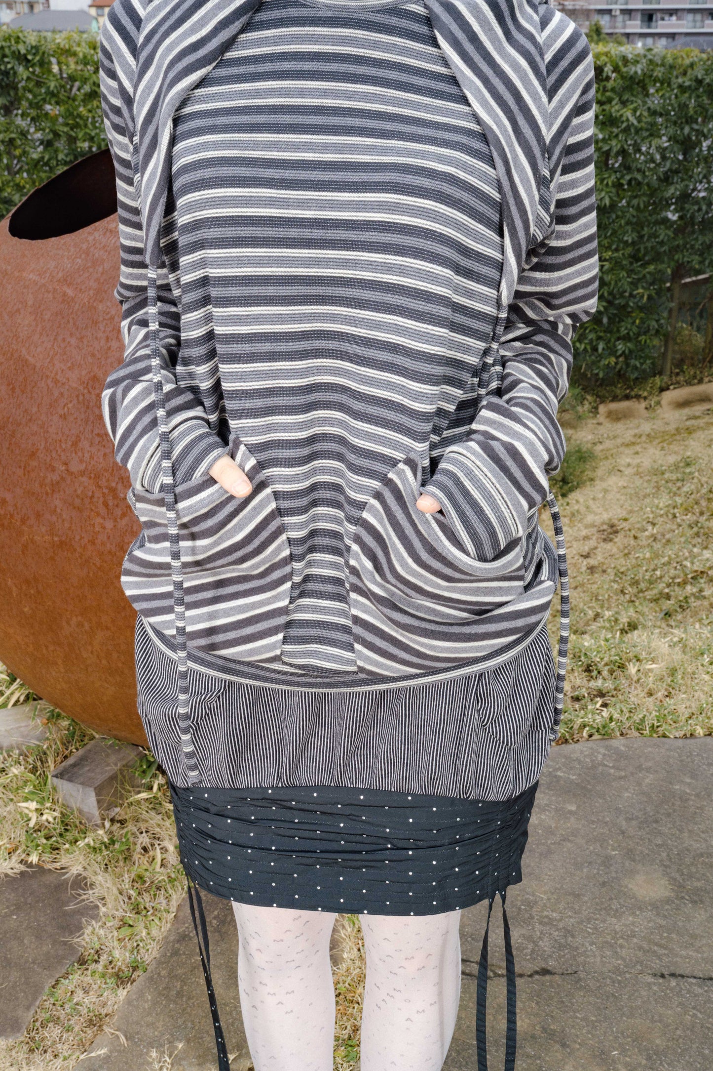 Ancilla Tight Hoodie (Static Greyscale)