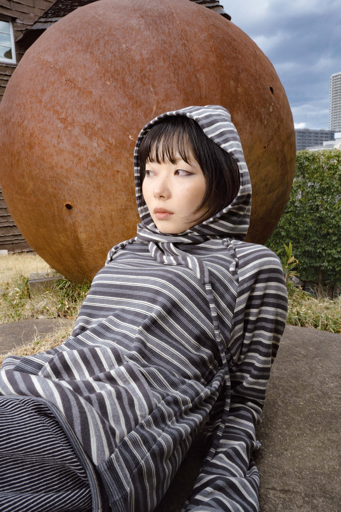 Ancilla Tight Hoodie (Static Greyscale)