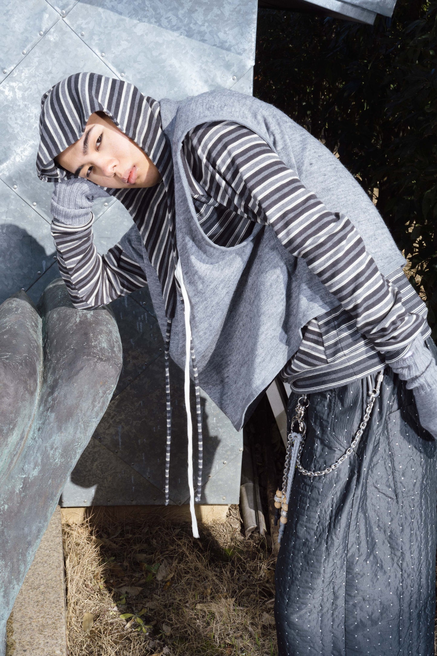 Ancilla Tight Hoodie (Static Greyscale)