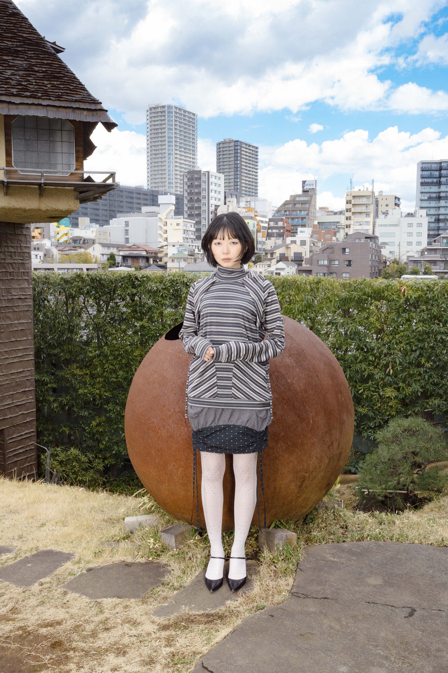 Ancilla Tight Hoodie (Static Greyscale)