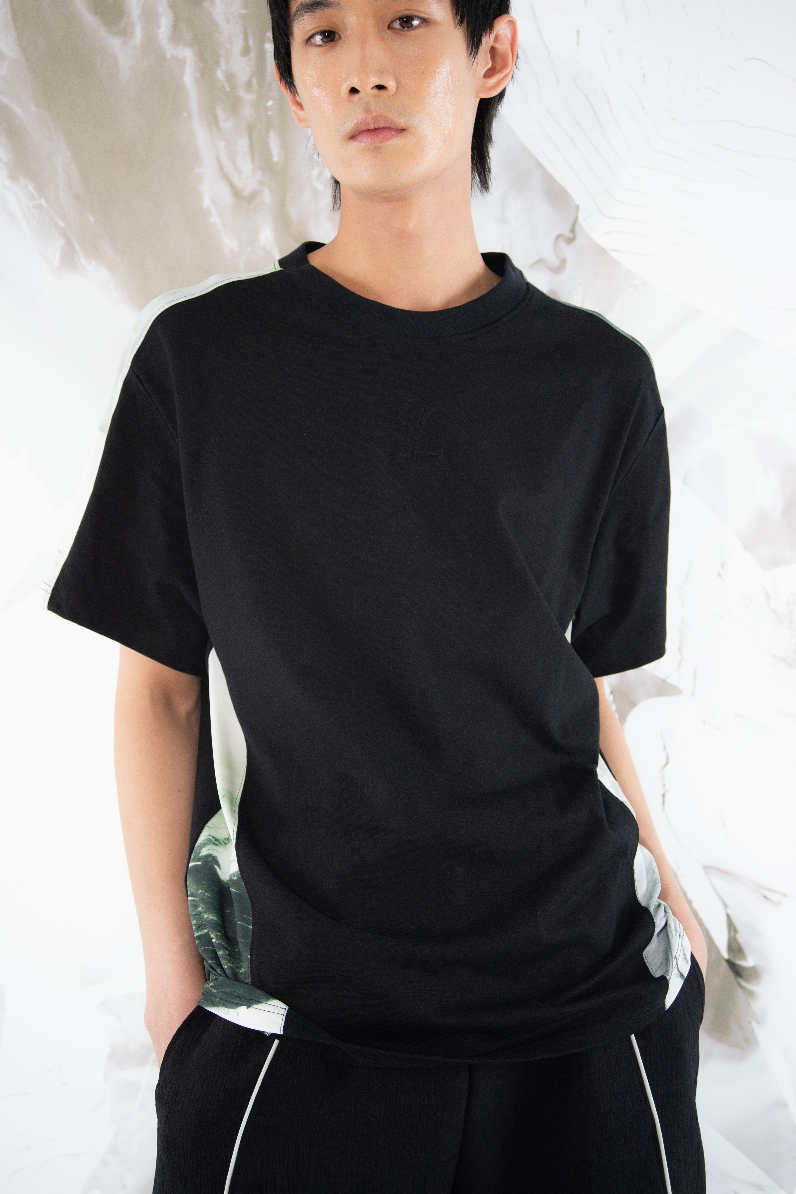 (March - April Delivery) Skyscape Big Panel Tee (Coal Black/Chloro Green)