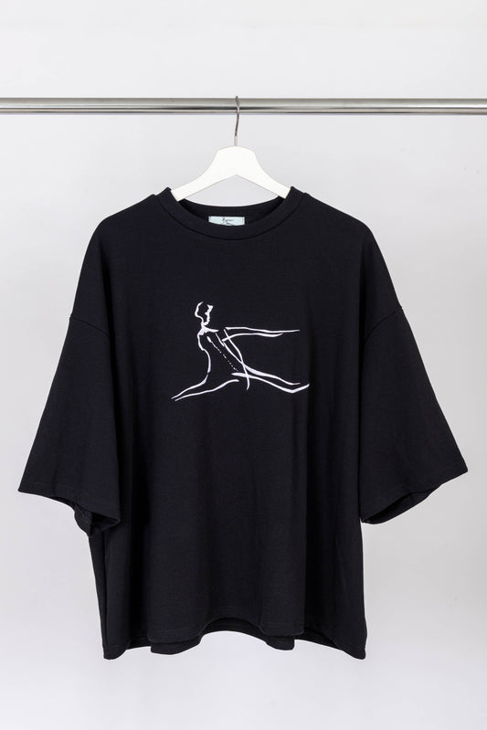 AMORPHIA Logo Embroidery Big T-Shirt Black