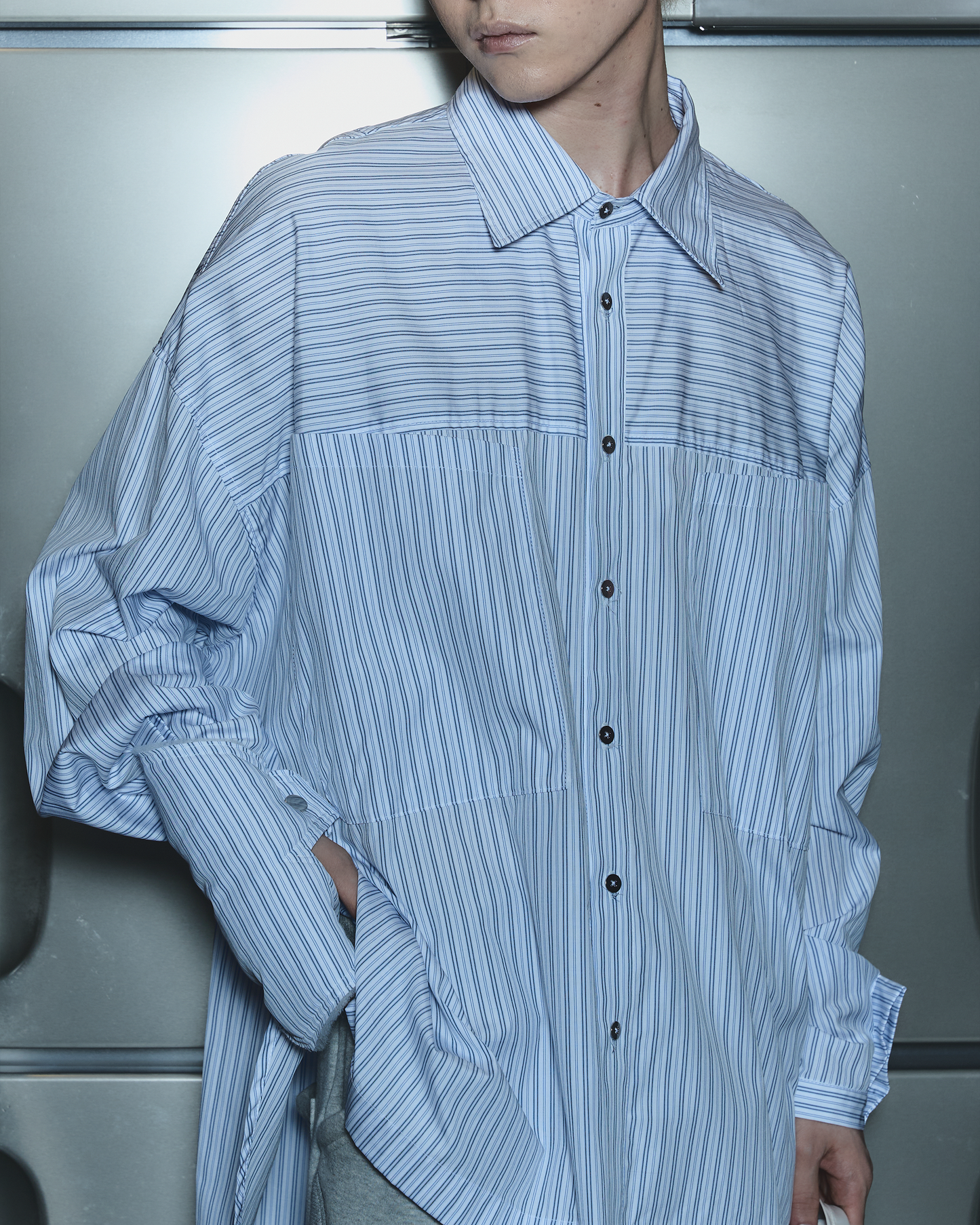 Uniform Big Shirt (Blue Striped)