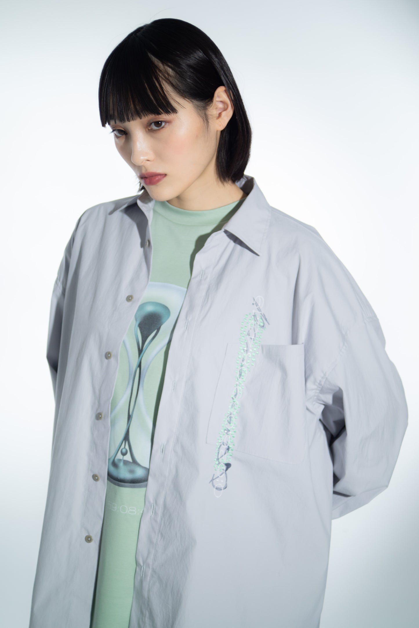 <tc>[PREORDER] Chronos Embroidery Dress Shirt (Memory Grey)</tc>