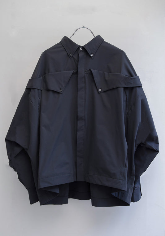 Wide Double Collar Shirt (Smoke Black)