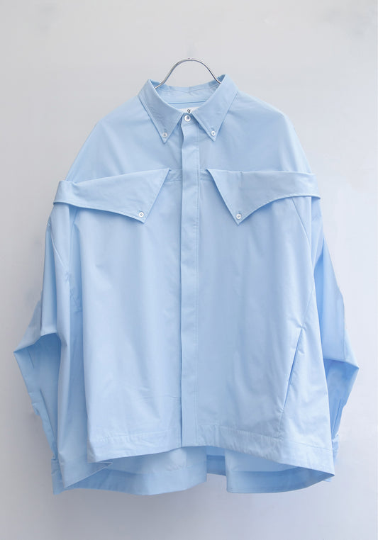 Wide Double Collar Shirt (Atmosphere Blue)